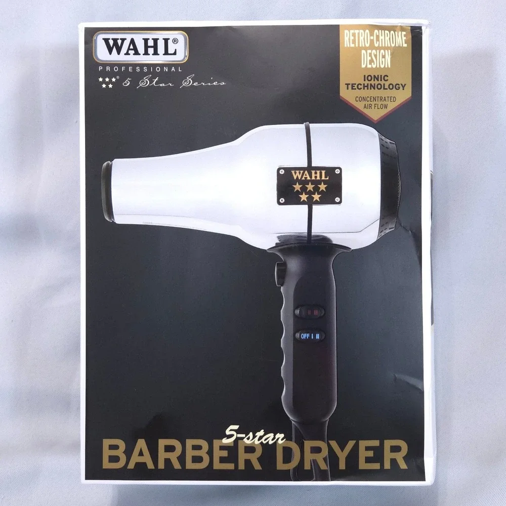 Wahl Professional 5-Star Barber Hair Dryer #5054 Silver 2 Speed 3 Heat New